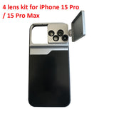 5-in-1 lens kit for iPhone 13 / 14 series - CPL filter + 10x macro + tele lens + fisheye + TPU phone case set for iPhone 13 Pro Max 13 Mini 14 Plus