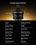 7artisans 6mm f/2 manual fisheye lens for APS-C mirrorless camera - Fujifilm X Sony E OM-D Nikon Z Canon RF