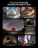 7artisans 6mm f/2 manual fisheye lens for APS-C mirrorless camera - Fujifilm X Sony E OM-D Nikon Z Canon RF