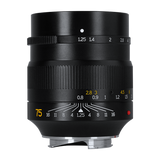 7artisans 75mm f/1.25 rangefinder lens for Leica M mount digital camera - L/M full frame M8 M9 M Typ 240 246