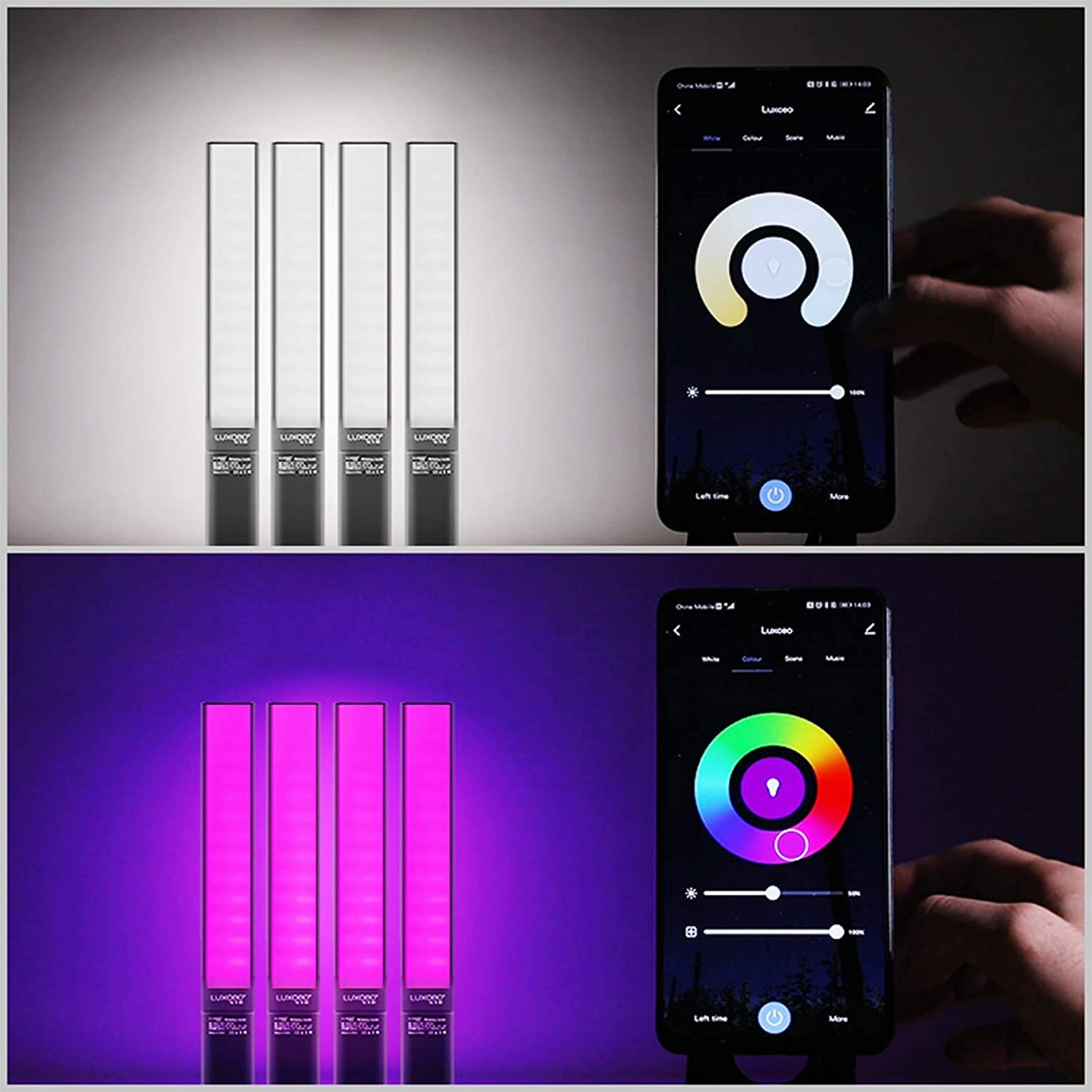 LUXCEO P6 RGB full color LED light background light - App control 10000mAh 18W 1300lm