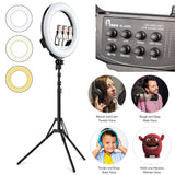 Pixco RL-495S 2in1 Sound card + 18 inch LED Light kit set 3000K-6000K Round Beauty Video- for 3 phones mobile live broadcast selfie Tiktok YouTube